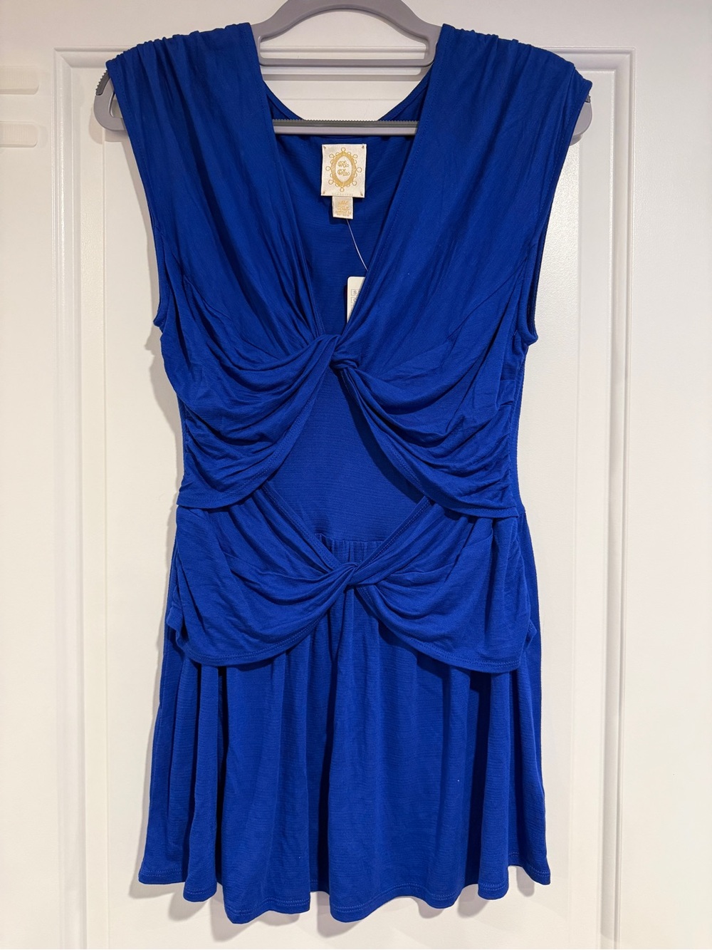 Ric Rac Anthropologie Twisted Tiers Cobalt Blue Tank Women's Size M NWT Blouse